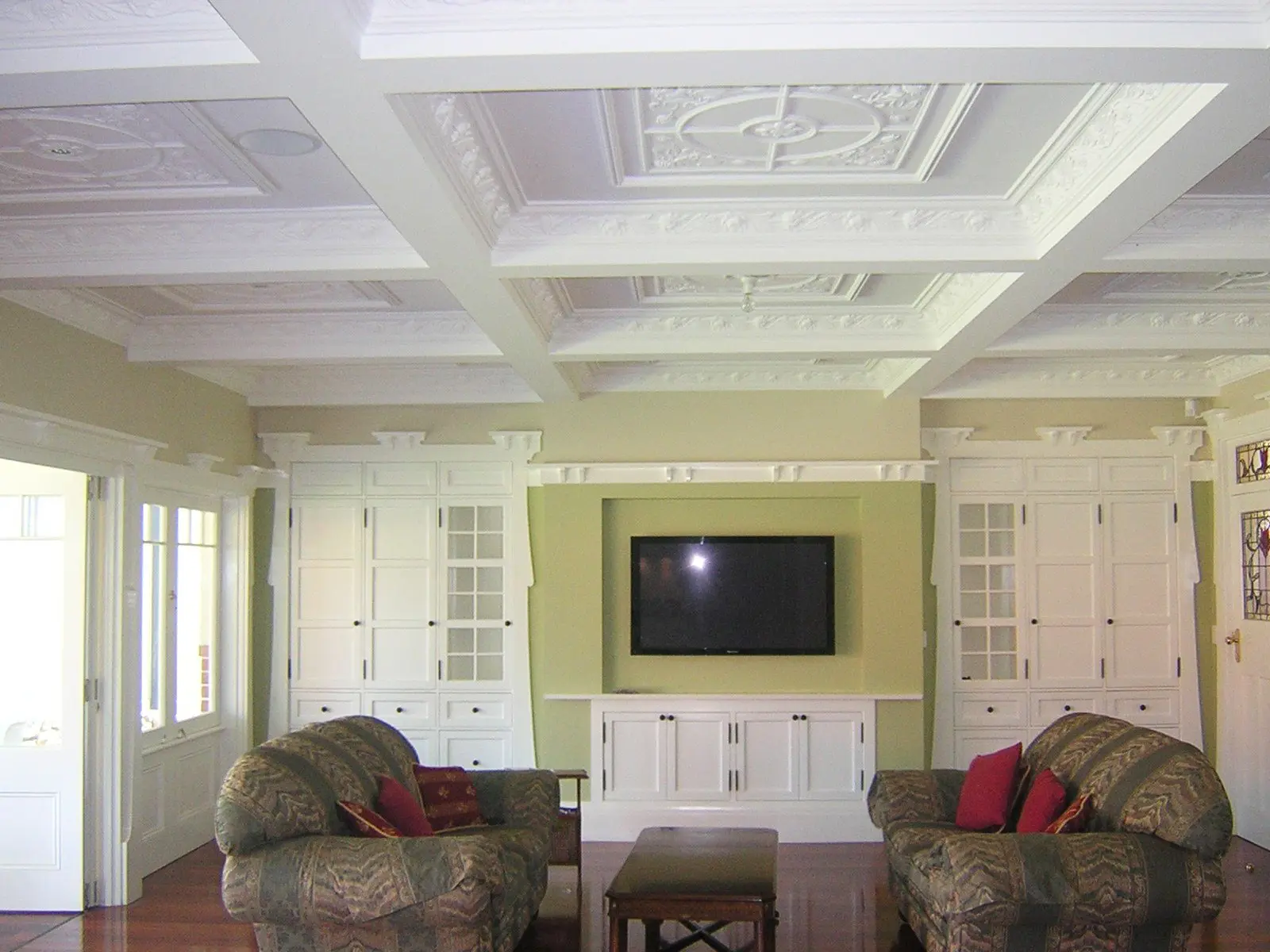 Panels SC163 used in a boxed style ceiling with cornice SC54A